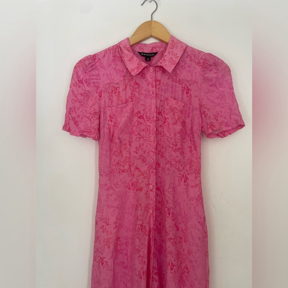 Whistles Robyn baroque-print woven midi shirt dress in pink/multi - Picture 13 of 13
